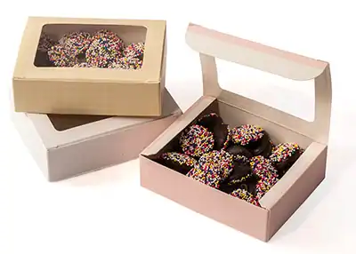 4-1/2W x 3-1/2L x 1-1/4H, Small 1/4lb Folding Window Candy Boxes, White