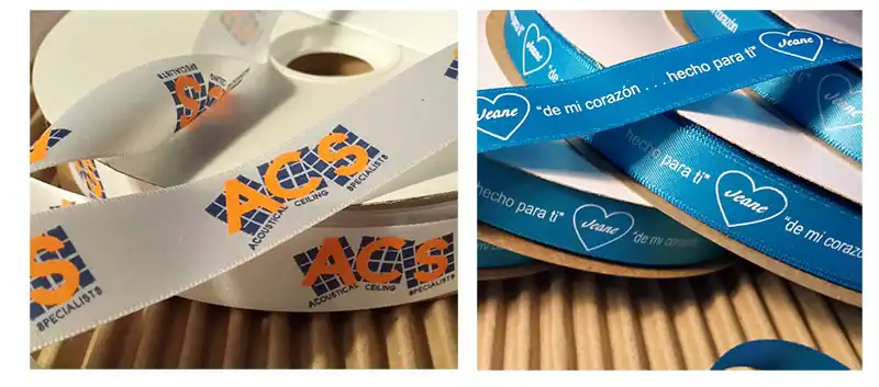 3/8W x 100 yds, Double Face Custom Printed Satin Ribbon, Antique Blue
