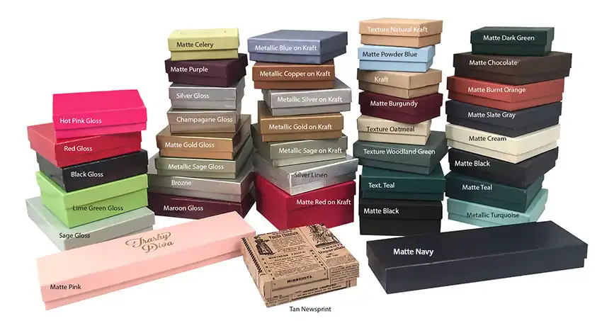 2-1/2W x 1-1/2L x 1H, Fancy Colored Special Order Jewelry Boxes, Black Gloss