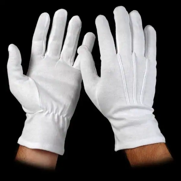 Cotton Slip On Gloves, Fashion Points, White, XXL