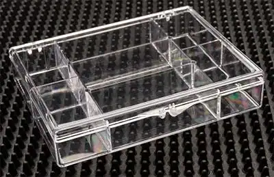 4-5/8W x 3-1/2L x 3/4H, Rigid Clear Hinged Partition Boxes, 7 Partitions