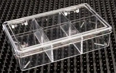 4-5/8W x 3L x 1-1/8H, Rigid Clear Hinged Partition Boxes, 6 Partitions