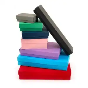 Matte Colored 2 Piece Set Up Fiber Filled Jewelry Boxes