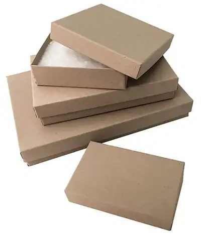 2-7/16W x 1-5/8L x 13/16H, Eco Light Brown Kraft Fiber Filled Jewelry Boxes, Lt Brown