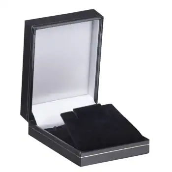 2-3/8W x 3-1/8L x 1H, Cartier Style Leatherette Boxes, Black, Earring/Pendant