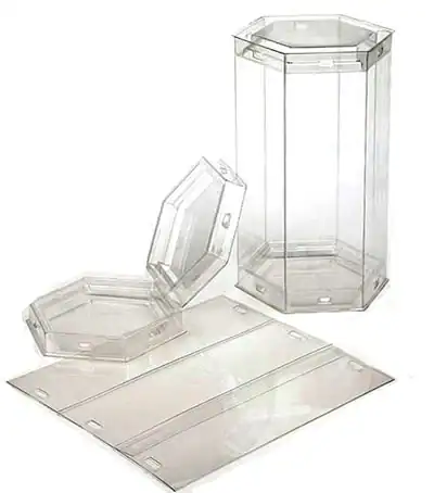 3-1/2W x 3-1/8L x 6H , FDA Approved Clear Hexagon Tube