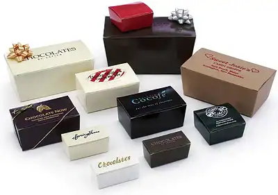 2-5/8W x 2-1/2L x 1-1/4H, Contemporary Ballotin Paper Candy Boxes, 4 Truffle, Gloss Black