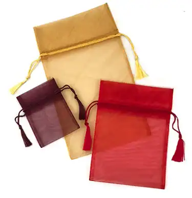 4-3/4W x 7L, Sheer Organza Gift Pouches, Black