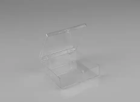 3-1/16W x 3-1/16L x 1-1/2H, Rigid Hinged Plastic Boxes, Clear