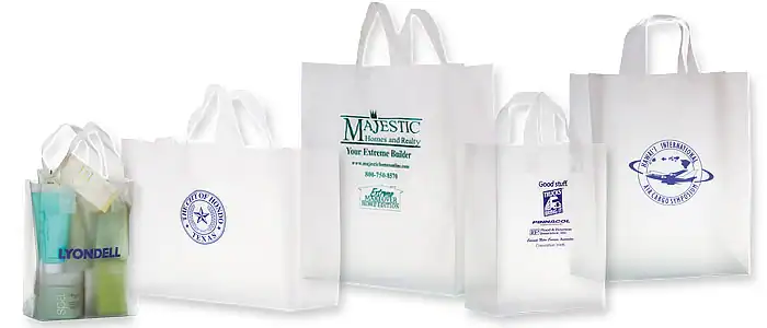 8W x 4L x 11H, Short Run Clear Frosted Shoppers, Clear