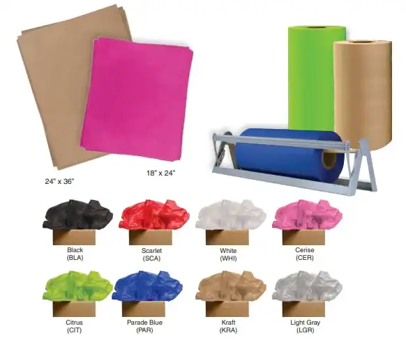 18W x 1800 ft, 20lb Colored Packing Tissue, Black