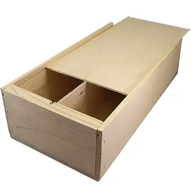 6W x 3L x 13H, Double Bottle Wooden Wine Boxes, 2 Bottle