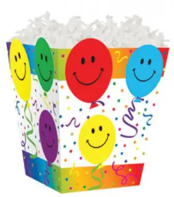 4W x 3-3/4L x 4-1/2H, Sweet Treat Boxes, Smiley Balloons