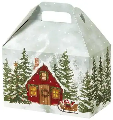 8-1/2W x 5L x 5-1/2H, Theme Gable Gift Basket Boxes, Christmas Cottage