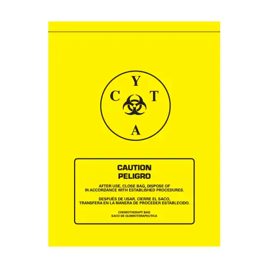 12W x 15L, 4 Mil Yellow Film Chemotherapy Transport Bags