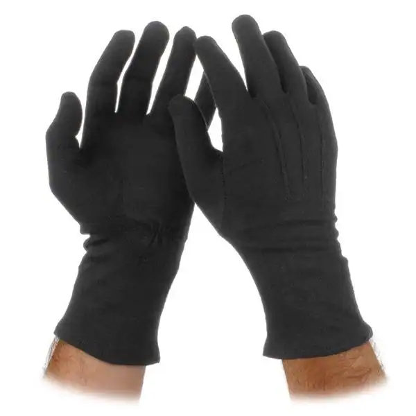 Long Cotton Slip On Gloves, Black, Large