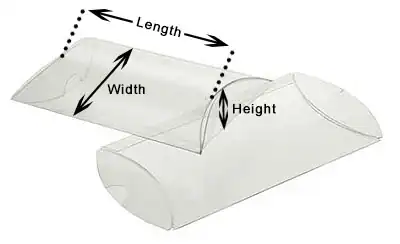 2-1/4W x 2L x 3/4H , FDA Approved Crystal Clear Pillow Boxes