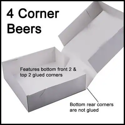 6W x 6L x 3H, 4 Corner Beers - Popup Pastry Boxes, Kraft