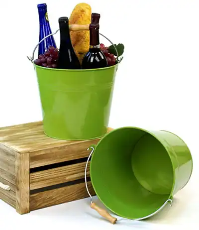 10 inch Lime Green Pail Wooden Handle