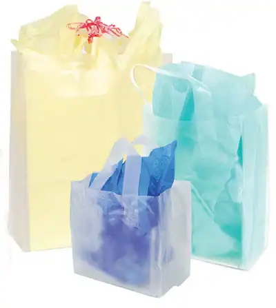 6-1/2W x 3-1/2L x 6-1/2H, Clear Frosted Soft Loop Handle