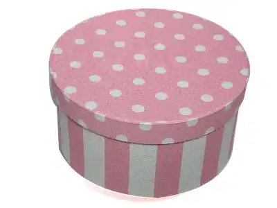 5-3/8W x 3-5/8L x 2-1/2H, Pink with White Polka Dots Fabric Boxes