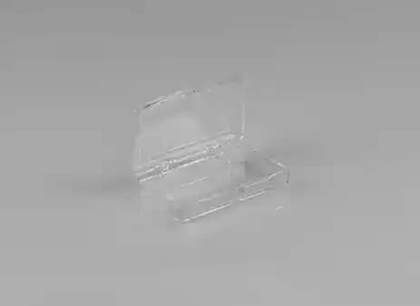 2-1/8W x 1-5/8L x 1/2H, Rigid Hinged Plastic Boxes, Clear