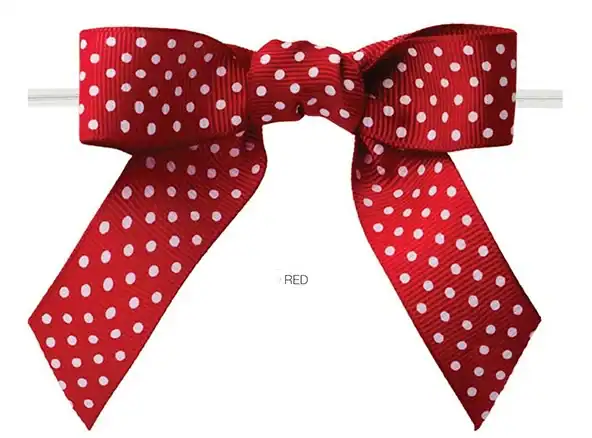 Pre-Tied Grosgrain Polka Dot Bows With Wire Twist