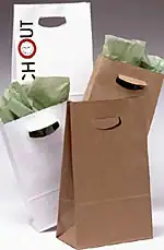7-1/8W x 3-1/4L x 10-3/4H, Square Bottom Paper Bags withDie Cut Handles, Kraft
