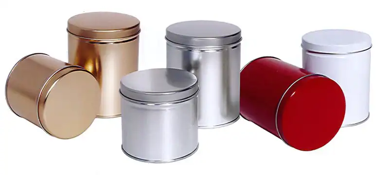 3-9/16W x 3-1/4L, Cylinder Metallic Tins, Gold