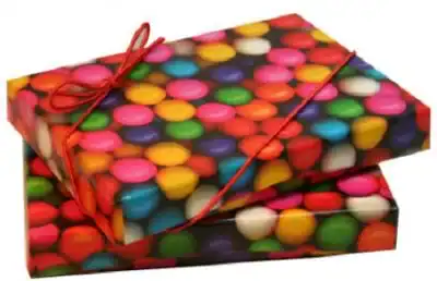 4-11/16W x 3-3/8L x 3/4H, Flip-Box Fiber Filled Jewelry Box, Gumballs