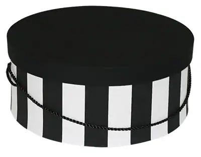 8-3/4W x 4-1/2L, Black White Wide Stripe Hat Boxes