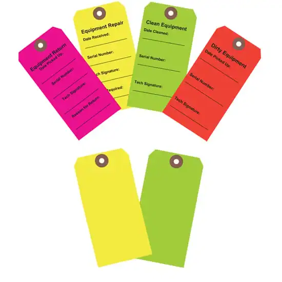 4-3/4W x 2-3/8L, Green Equipment Tags, No Print