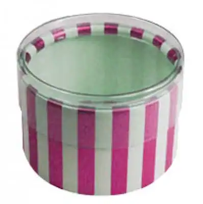 2W x 1L, Round Plastic Favor Boxes, Hot Pink Stripes