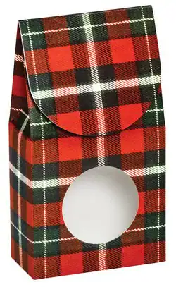3-1/2W x 1-3/4L x 6-1/2H, Small Gourmet Gloss Window Boxes, Christmas Plaid