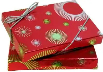 4-11/16W x 3-3/8L x 3/4H, Flip-Box Fiber Filled Jewelry Box, Holiday Burst
