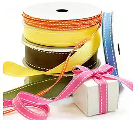 Grosgrain fabric Ribbon wSaddle Stitch Pattern