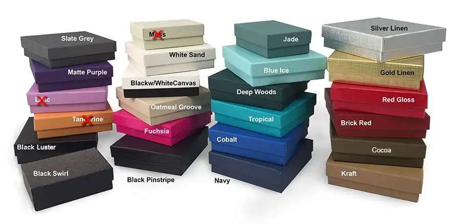 1-3/4L x 1-1/8W x 5/8H, 2-Piece Set-Up Jewelry Boxes w/Fiber Insert, Black Luster