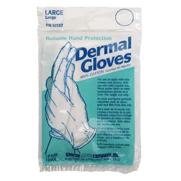 Dermal Gloves, White, Large