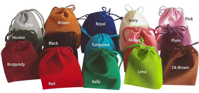 2W x 2-1/2H, Velour Drawstring Pouches, Pink