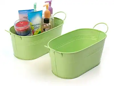 12 inch Lime Green Painted Oval Tub with Side Handles