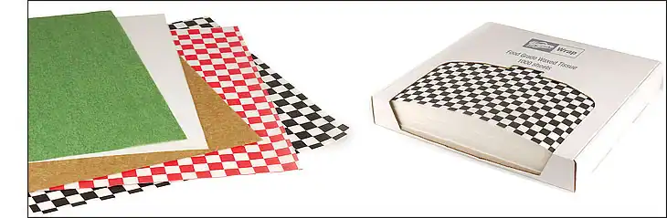 12W x 12L, FDA Colored Waxed Tissue Paper, Black & White Check