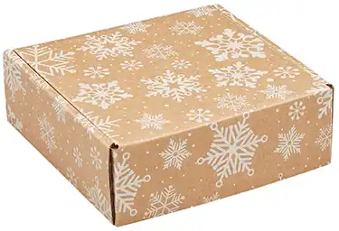 8W x 8L x 3H, Kraft Snowflakes Corrugated Mailer Boxes