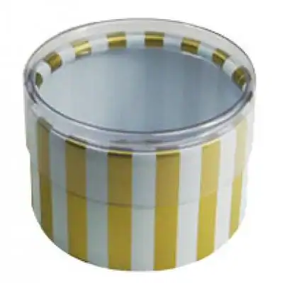 2W x 1L, Round Plastic Favor Boxes, Gold and White Stripes