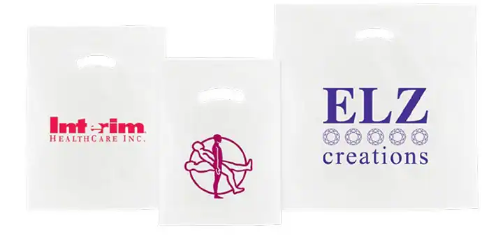White Imprinted Diecut Handle Bags