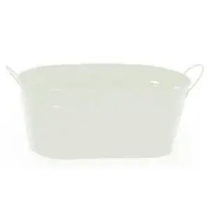 12 inch White Painted Oval Tub with Side Handles