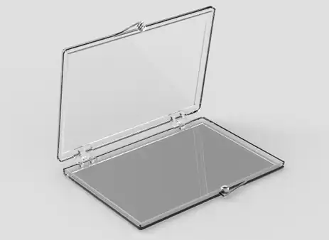 2-7/8W x 2L x 1-1/2H, Rigid Hinged Plastic Boxes, Clear
