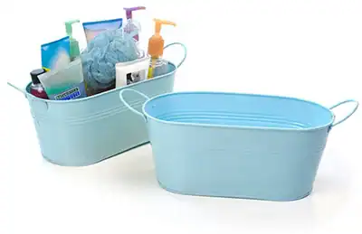 12 inch Lt. Blue Painted Oval Tub with Side Handles