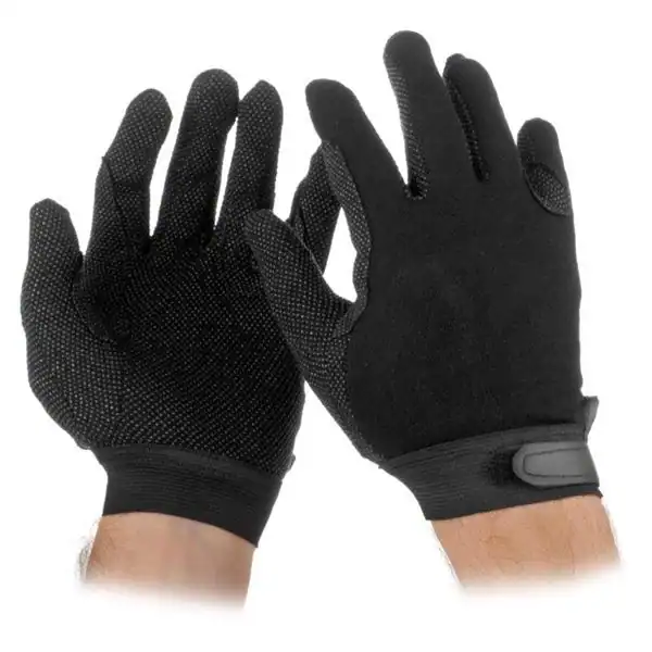 Sure Grip Gloves, Velcro Strap, Black, Large
