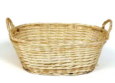 17W x 11-1/2L x 6H, Oval White Willow Mini Wash w/Side Handle