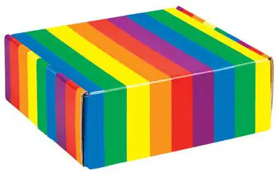 8W x 8L x 3H, Rainbow Stripes Corrugated Mailer Boxes